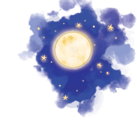 cielo con luna - fondo trasparente